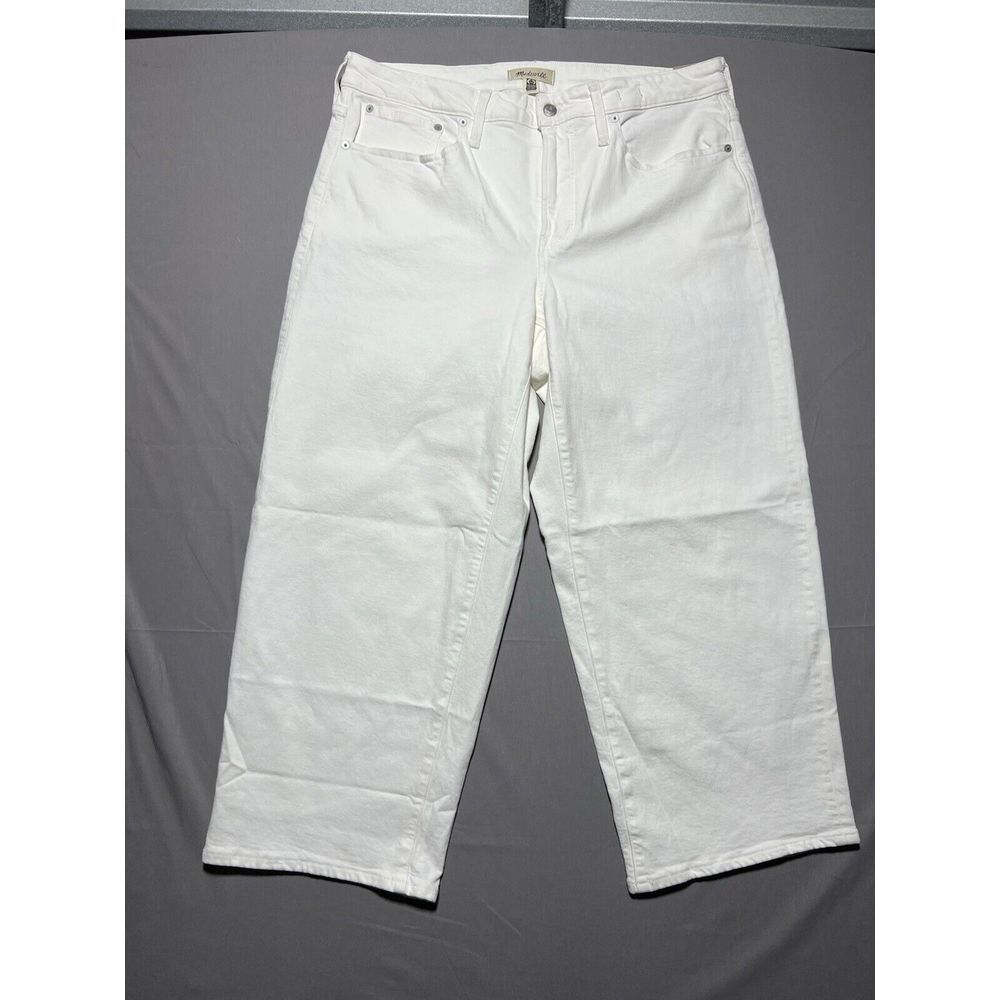 Madewell Jeans Womens Size 14  The Perfect Vintage Wide Leg Crop White High Rise